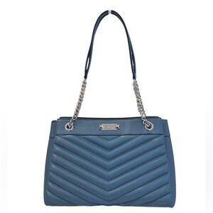 Michael Kors Whitney Medium Quilted Shoulder Chain Tote Bag Denim